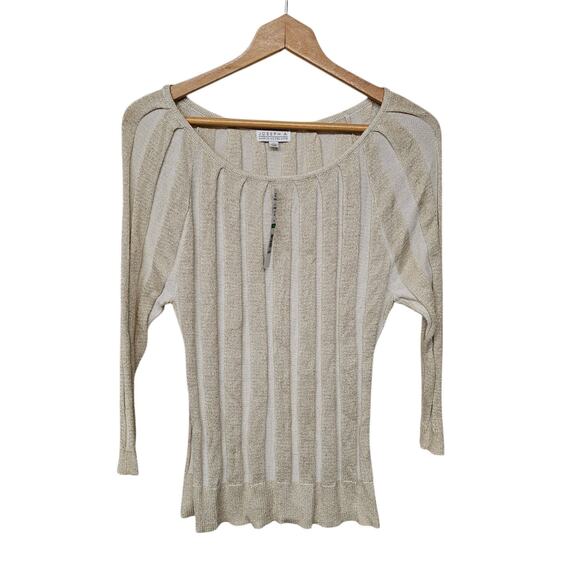 Joseph A  Womens Ribbed Knit Sweater Size L Metallic Neutral Office - Picture 1 of 10